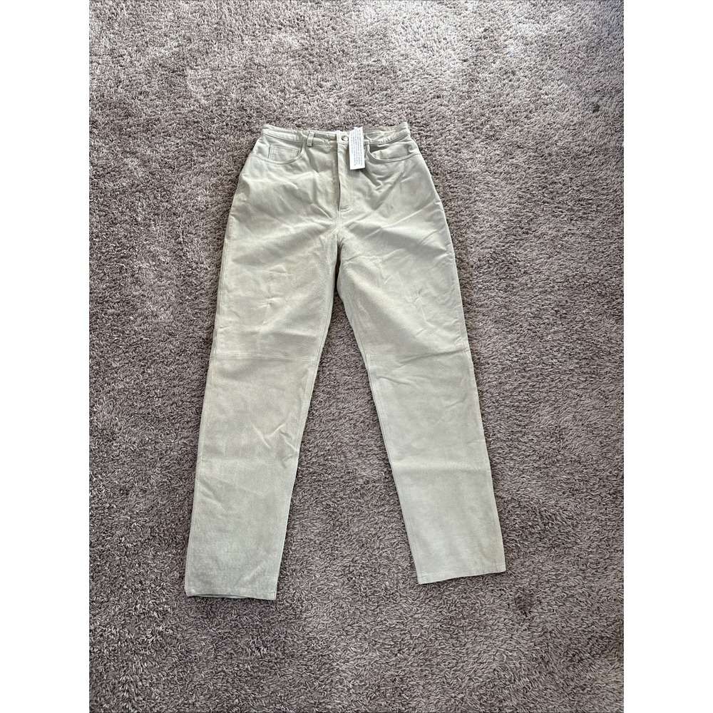 Bagatelle Pants Womens 10 Green Suede Leather Straight Leg NWT Western‎ Boho